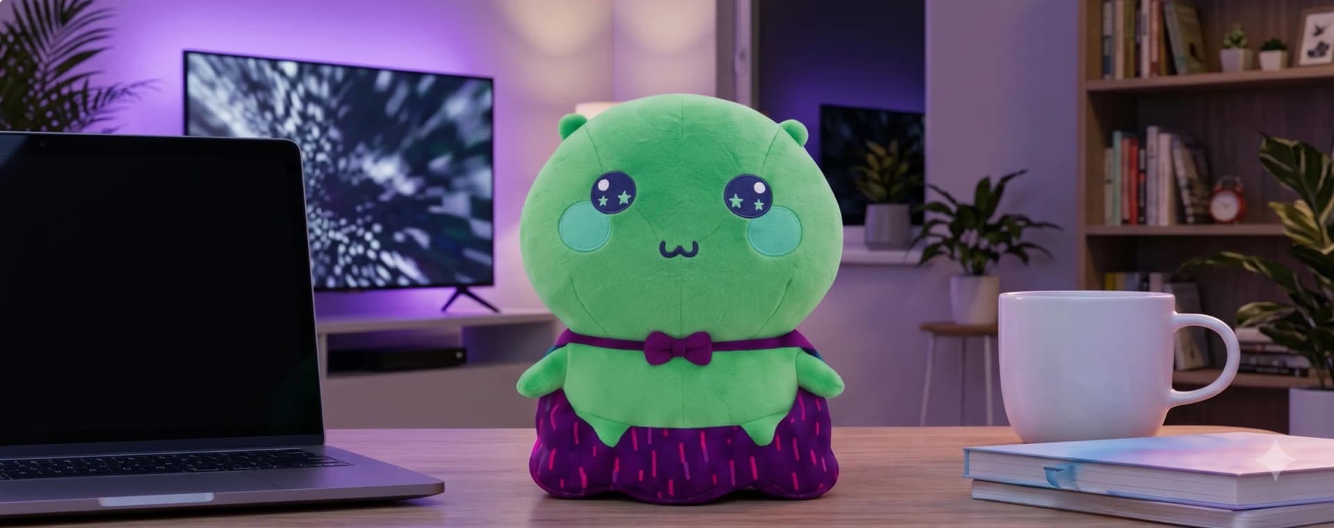 Healo plushie on desk