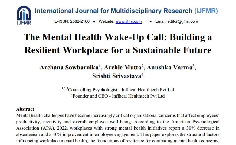 The Mental Health Wake-Up Call: Building a Resilient Workplace for a Sustainable Future